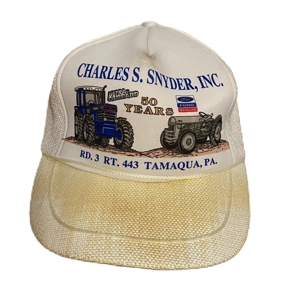 Vintage Ford New Holland Tractor Wicker SnapBack Trucker Hat 50 Years Tamaqua